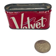 Antique America's Velvet Half Pipe Tobacco Tin Match Safe Empty Pocket Size Tin picture