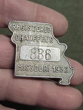 Old Vintage Antique Figural State Of MISSOURI 1932 MO CHAUFFEUR BADGE Driver Pin picture