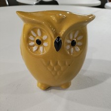 Adorable Porcelain Owl Decor (Mustard Yellow) 5 Inches picture