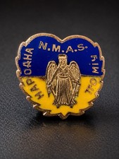 RARE Ukrainian NARODNA POMICH 10K Gold Enamel Archangel Michael N.M.A.S. Pin picture