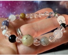 *RARE GORGEOUS SYNERGY 12 TWELVE HERDERITE PHENACITE MOLDAVITE CRYSTAL BRACELET picture