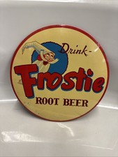VINTAGE 1950'S FROSTIE ROOT BEER SODA POP GAS STATION METAL SIGN  9” picture