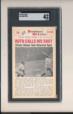 1960 nu-card #16 Babe Ruth baseball hi Lights card vg-ex 4 sgc bxm picture