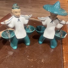 Vintage Mid Century Japan Ceramic Asian Boy Girl Figurines As-Is Broken Cracked picture