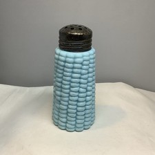 Antique Maize Corn Single Blue Glass Shaker 3 Inch Dithridge & Co 1900 #2 picture