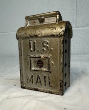 Rare antique 1920's A.C. Williams cast iron US Mail still coin dime figural bank picture