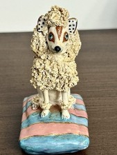 Rare Basil Matthews Signed Poodle Figurine Signed Sticker Vintage EUC picture