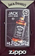 Zippo 48290 Jack Daniel's Jack Lives Here Black Matte  New Old Stock picture