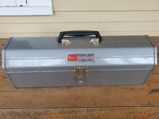 Vintage Sears Craftsman Tombstone Roof w NICE Red Tray Metal Tool Box 65161 USA  picture