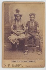 Native American Crow Indian Snake & Big Belly D.F. Barry Cabinet Card Photo picture