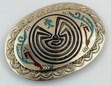 Man in the Maze Belt Buckle Inlaid Kokopelli Labyrinth Southwest Western Cowboy picture