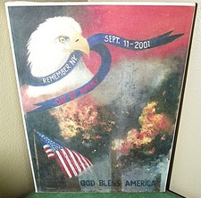 Rare C Vuurens 9/11 Memorial Canvas Print Signed 16x20 Patriotic Folk Art, Uniq picture