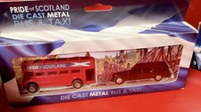 Vintage Pride of Scotland Die Cast Metal Bus & Taxi Souvenir Set – New in Box picture