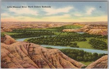 Little Missouri River North Dakota Badlands Linen Postcard Scenic View H87 picture