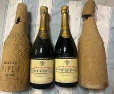 Rare Matching Pair Vintage Piper-Heidsieck Extra Dry Empty Magnums w/ Sleeves picture
