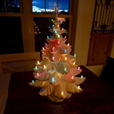 HUGE Atlantic Vintage White Iridescent Ceramic Christmas Tree 22”- Complete picture