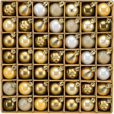 Decorbyhannah 49Ct Mini Christmas Ornaments Set Tree Decoration White Gold picture