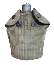 Pre-WWI Army Eagle Snap Canteen Cover, Spun Canteen, Un-Marked Cup picture