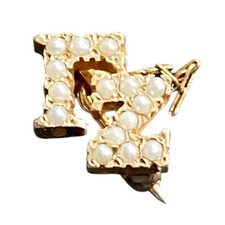 Vintage Gamma Zeta Chapter Seed Pearl Lapel Pin Sorority Fraternity E374 picture