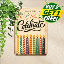 Happy Birthday Garden Celebration Sign Festive Outdoor Floral Metal Plaque 8x12 picture