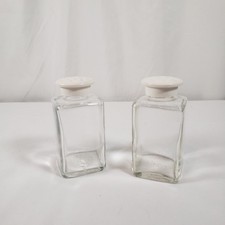 Vintage Upjohn Glass Medicine Bottles Lot 2 Dimpled White Caps Apothecary 3.75