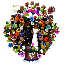 Mexican Folk Art OSCAR SOTENO Tree of Life Candelabra Metepec Catrina Wedding picture