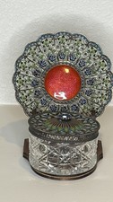 Antique Marcus Hammer Plique A Jour Dish And Covered Crystal Jar Signed 830 MH picture