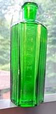 ANTIQUE GREEN RIBBED GLASS POISON BOTTLE NOT TO BE TAKEN 6