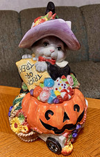 FITZ AND FLOYD CLASSICS trick or treat Rabbit Halloween COOKIE JAR – RARE picture