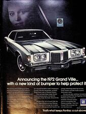 1972 GM Pontiac Grand Ville Automobile 1970s Print Ad New Car Bumper Protection picture