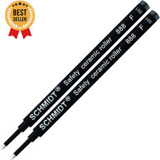 Schmidt German Roller Pen Black Refill Safety Ceramic Roller 888 F (2 Pieces) picture