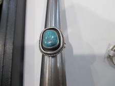 VINTAGE STERLING SILVER TURQUOISE NUGGET RING picture
