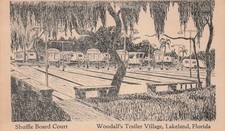 Lakeland FL Florida Woodalls Trailer Village Shuffleboard Court Vtg Postcard 3A picture