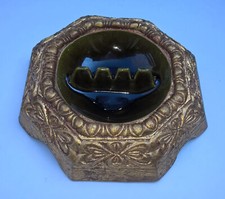 California Pottery 3 Slot Ceramic Ashtray Vintage Mid Century Modern Gold Green picture