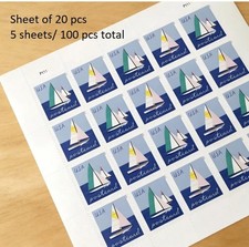 2023 Sailboats Postcard Rate Scott#5747-5748 (MNH), 100 Pcs Total,5 Sheets picture