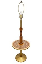 Vintage MCM Ceramic Mosaic Table Floor Lamp Combo Brass Briard Martz Style 56”T picture