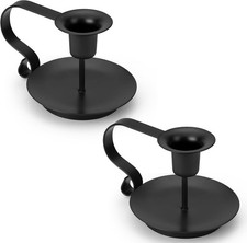Black Taper Candle Holders Set of 2, Iron Candlestick Holders, Halloween Taper picture