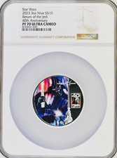 2023 Niue $10 STAR WARS Return of The Jedi 3 Oz SILVER  NGC PF70 w/ BOX & COA picture