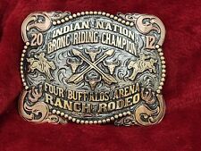 CHAMPION TROPHY RODEO BELT BUCKLE PRO BRONC RIDING☆INDIAN NATION☆2012☆RARE☆990 picture