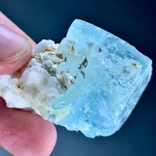 214 CT Terminated Natural Top Quality Aquamarine Crystal with Feldspar @Pakistan picture