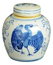 Festcool Antique Style Blue and White Porcelain Ceramic Covered Jar Vase, Chi... picture