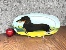 Sally Muir Dachshund Oval Platter Anthropologie Dog A Day 16 3/4