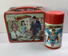Vintage SUPERMAN Metal LUNCHBOX THERMOS 1978 Aladdin Lunch Box picture