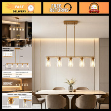 5 Light Kitchen Island Light Brushed Gold Dining Room Light Fixture picture