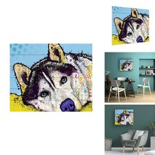 Trademark Fine Art Siberian Husky II Wood Slat 18x22 Dean Russo picture