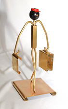 Vintage Art Deco Brass Johnny Bellhop Philip Morris. Match & Cigarette holder. picture
