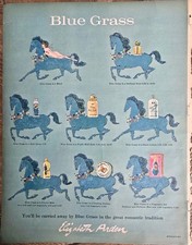 1960 Elizabeth Arden Blue Grass Products Perfume Powder Horses art Vintage Ad  picture