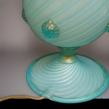 Vintage Italian Venetian Swirl Gold Fleck Blue Opal Art Glass Murano 22