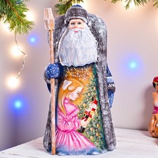 Wooden Santa with Nutcracker Scene – Hand Carved Hand Painted 9