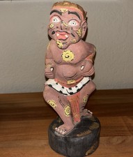 Vintage Bali Keris Holder Temple Guardian Wood Tribal Sculpture Figure - 9.5